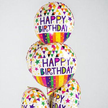 Vibrant Happy Birthday Foil Balloons - Set of 6 with Helium