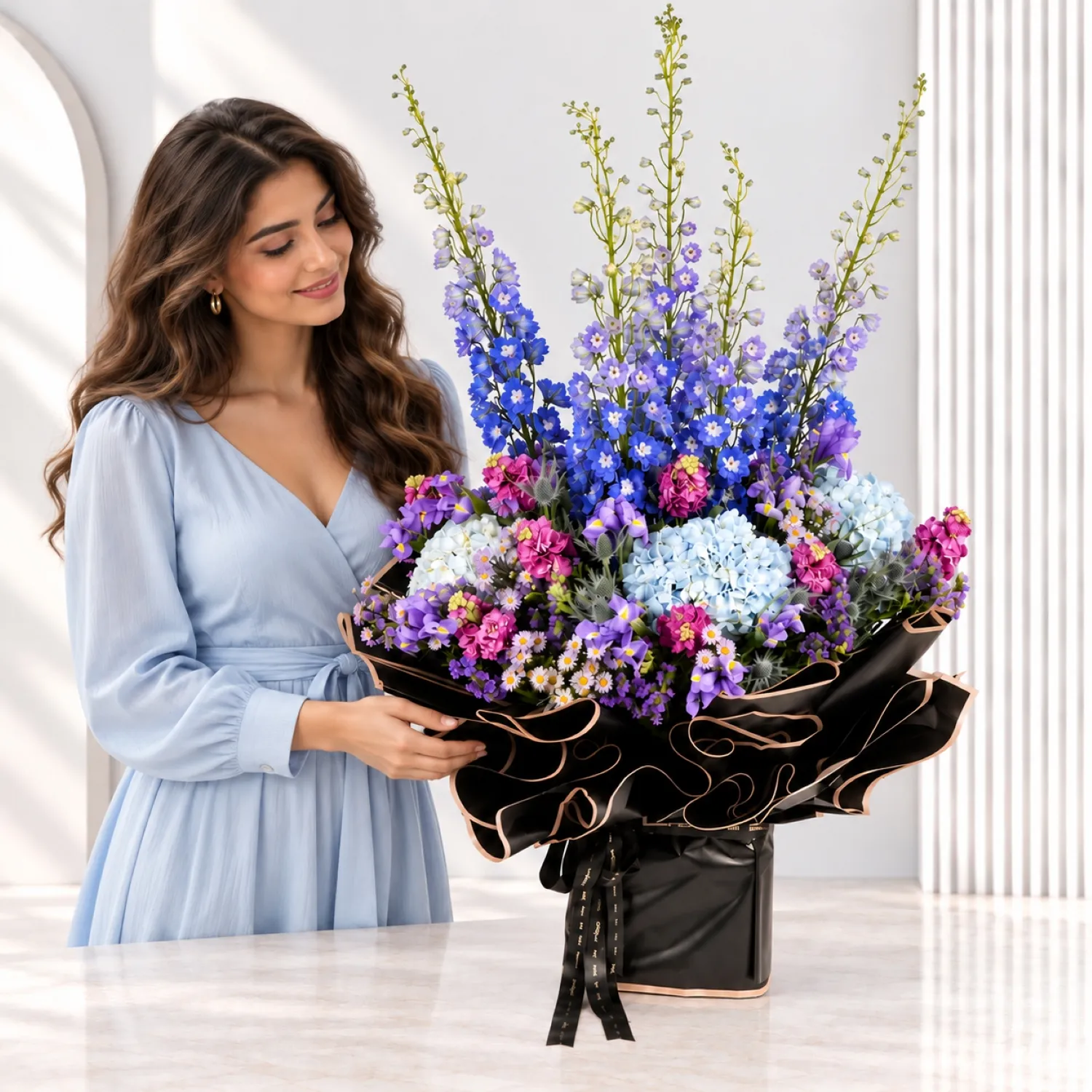 Royal Blue And Purple Elegance Bouquet