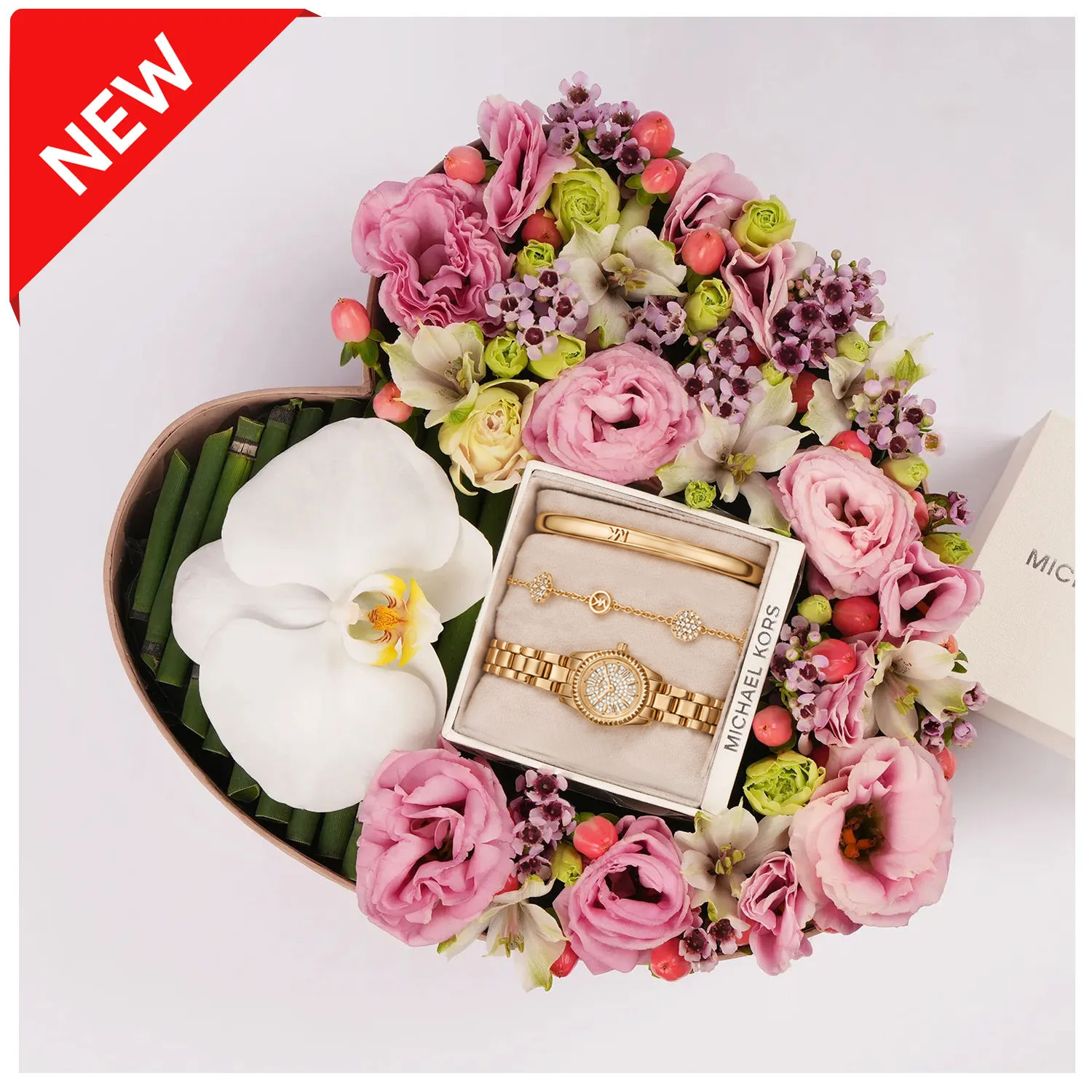 Michael Kors Watch And Jewel Heart Gift Box for Her