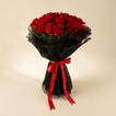 Red Rose Elegance LED Wrapping Bouquet - With Cake