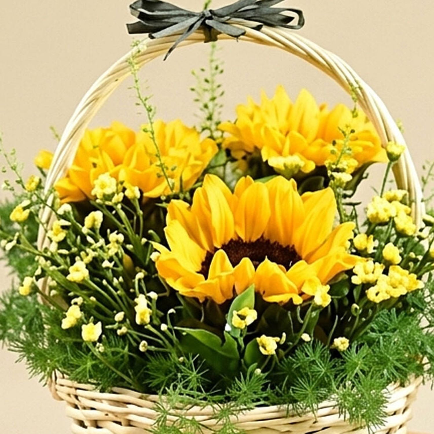 Bright Sunflowers Basket