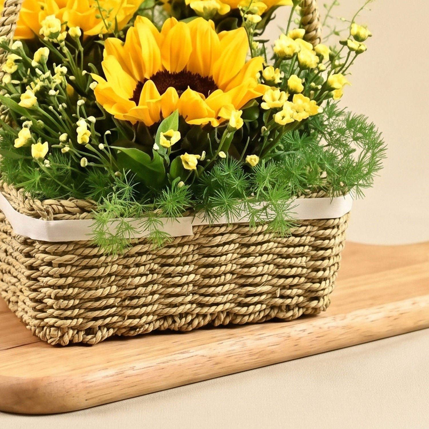 Bright Sunflowers Basket