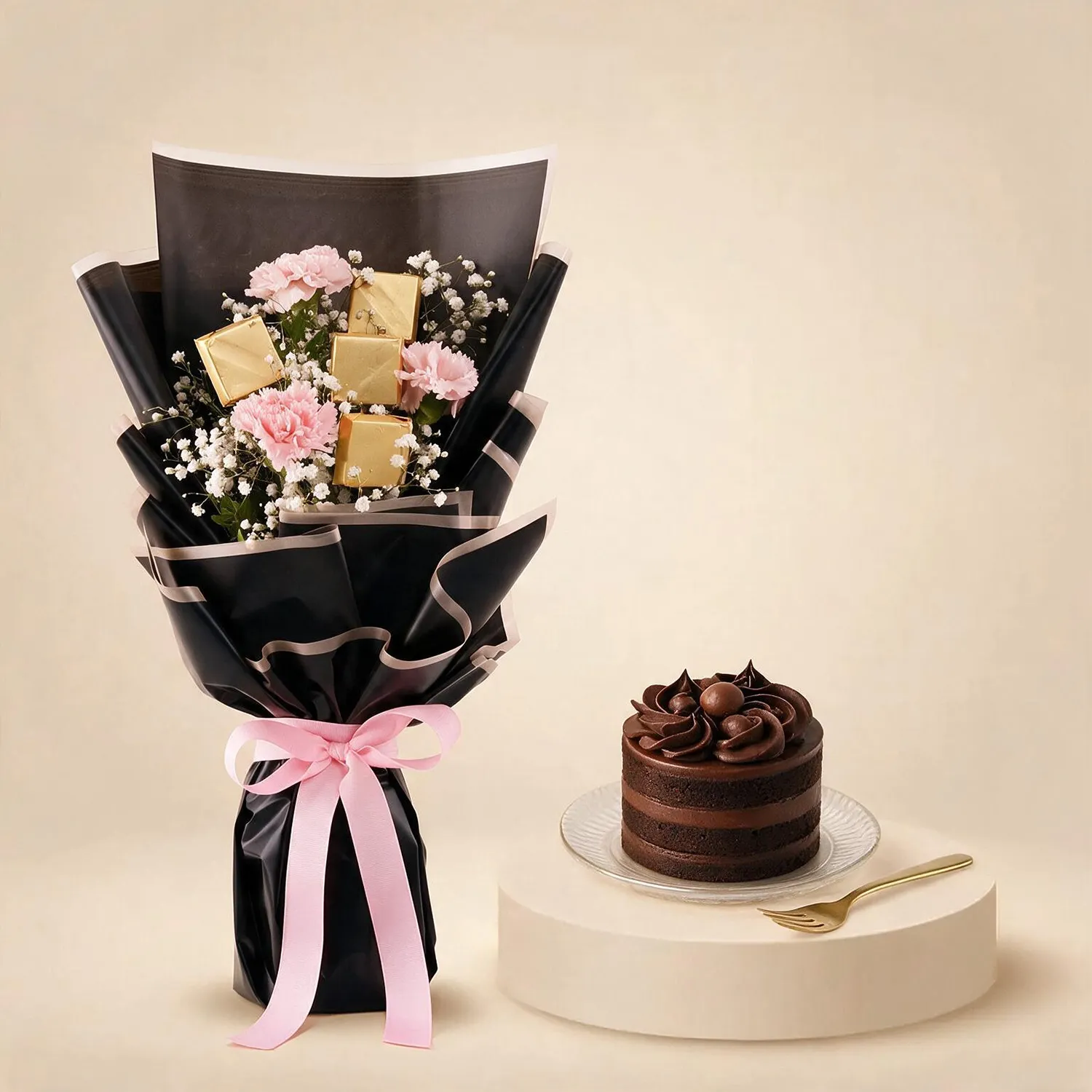 Pink Carnation Bouquet Surprise - Small Size
