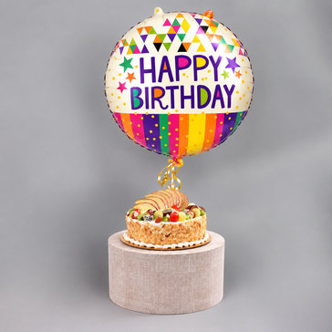 Delightful Birthday Surprise Gift - 1 Kg Fruit Cake & Foil Balloon