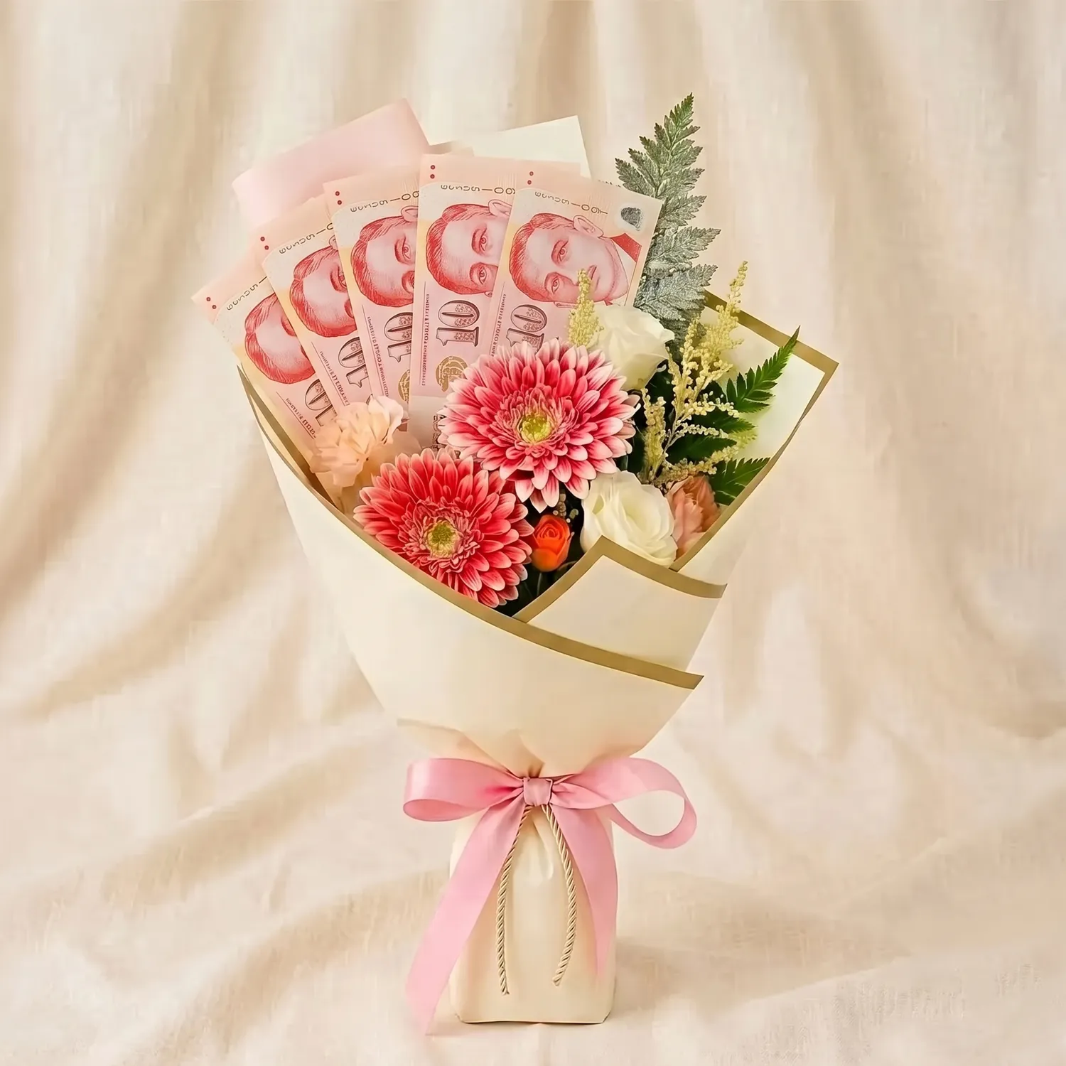 50 SGD Cash and Flowers Bouquet