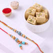 Elegant Blue Stone Rakhi Set and Delightful Soan Papdi Combo