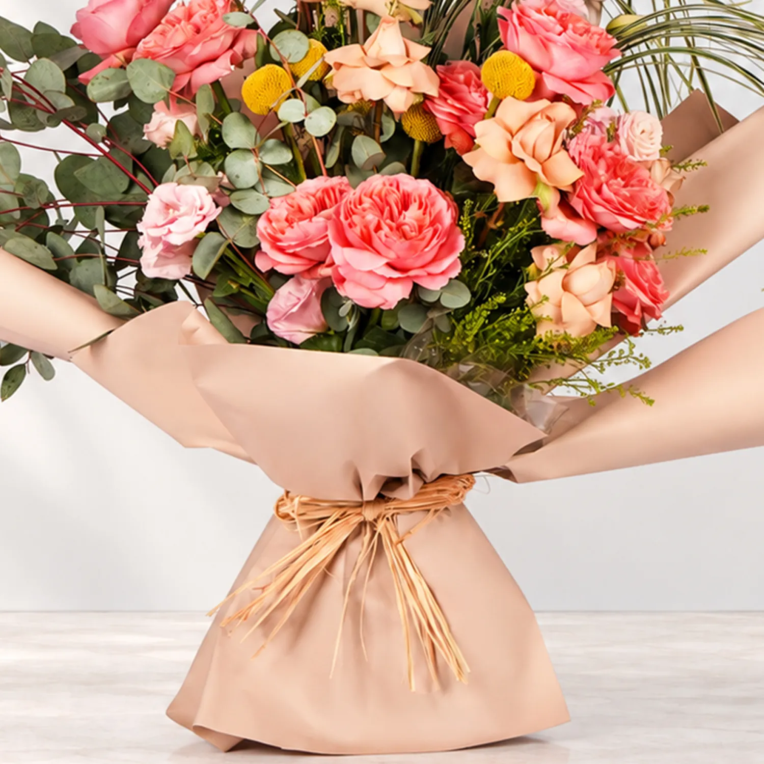 Soft Peach And Rosy Charm Bouquet