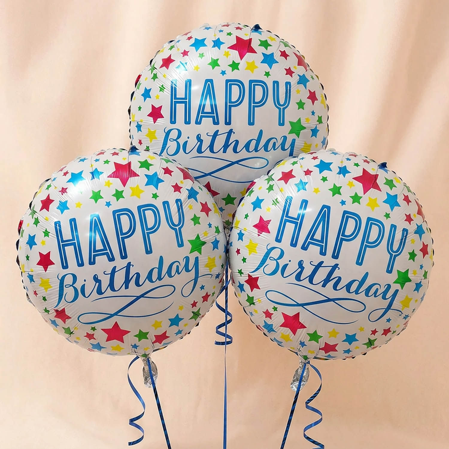 3 Rounded Birthday Balloons 18 inches