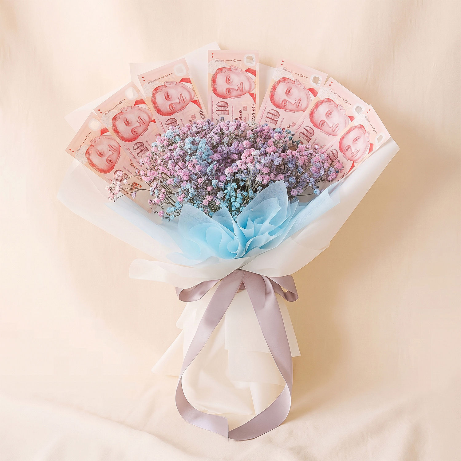 Baby's Breath and 70SGD Money Bouquet