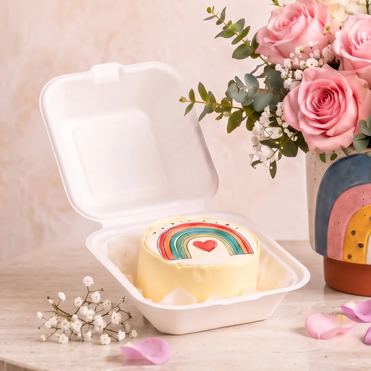 Joy in Blooms Pastel Wishes Rose & Cake Set