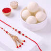 Elegant Bhaiya Bhabhi Rakhi Set with Haldiram Rasgulla Tin - Perfect Raksha Bandhan Gift