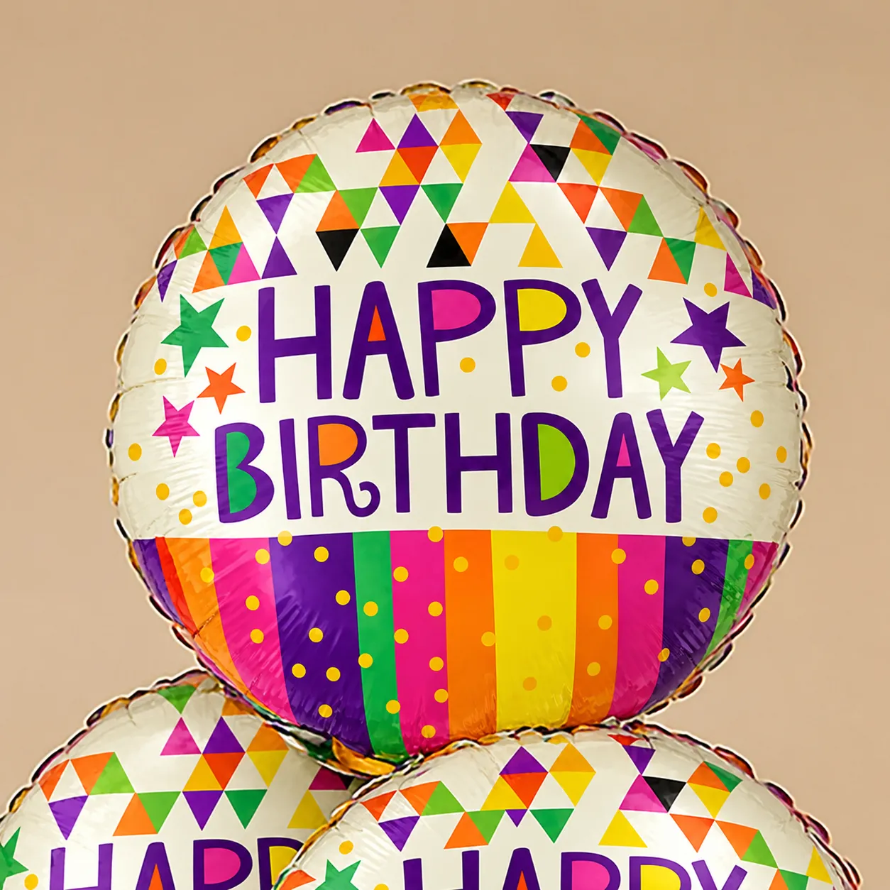 Vibrant Happy Birthday Foil Balloons - Set of 6 with Helium