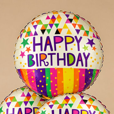 Vibrant Happy Birthday Foil Balloons - Set of 6 with Helium