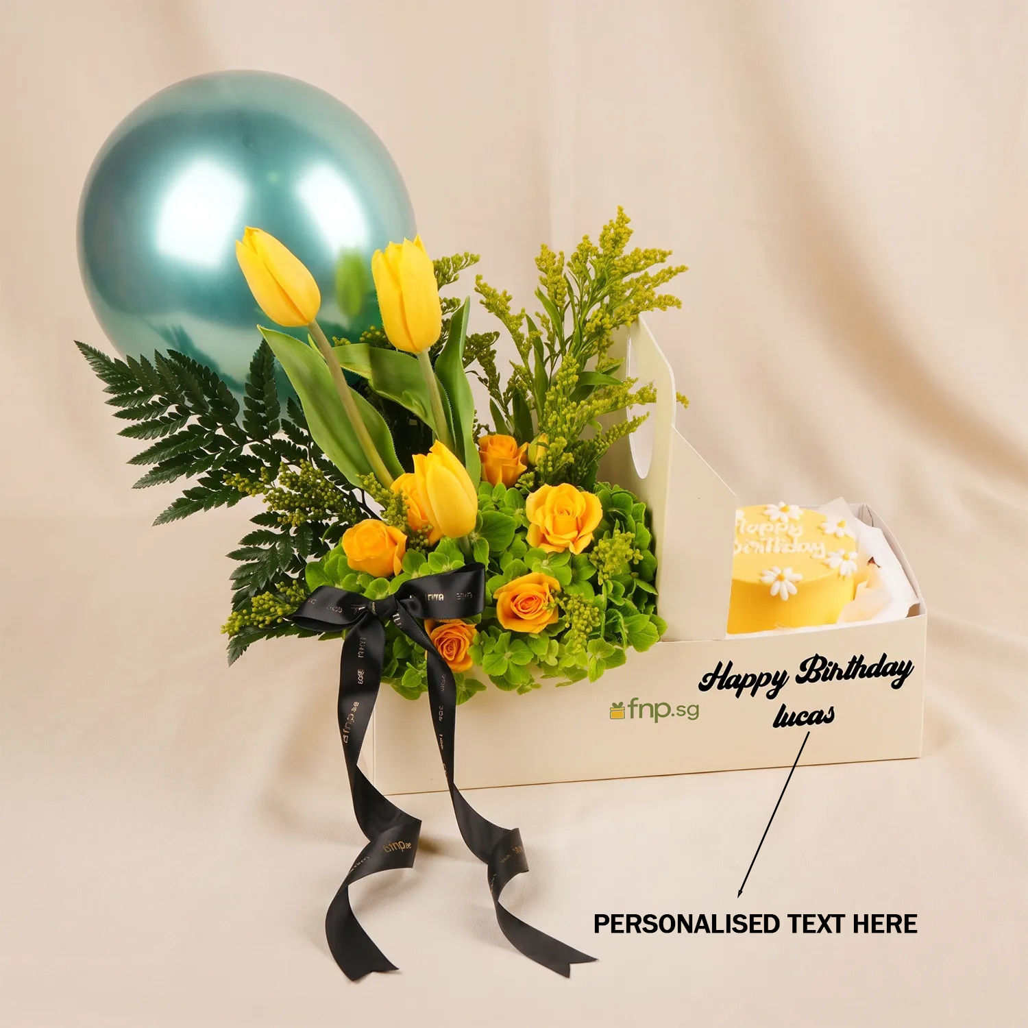 Personalised Birthday Tulips & Cake Gift Box