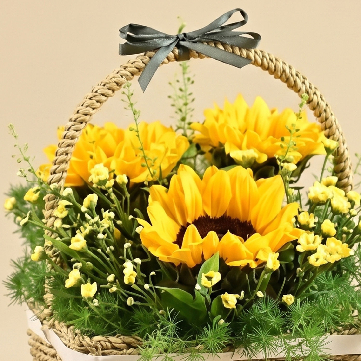 Bright Sunflowers Basket