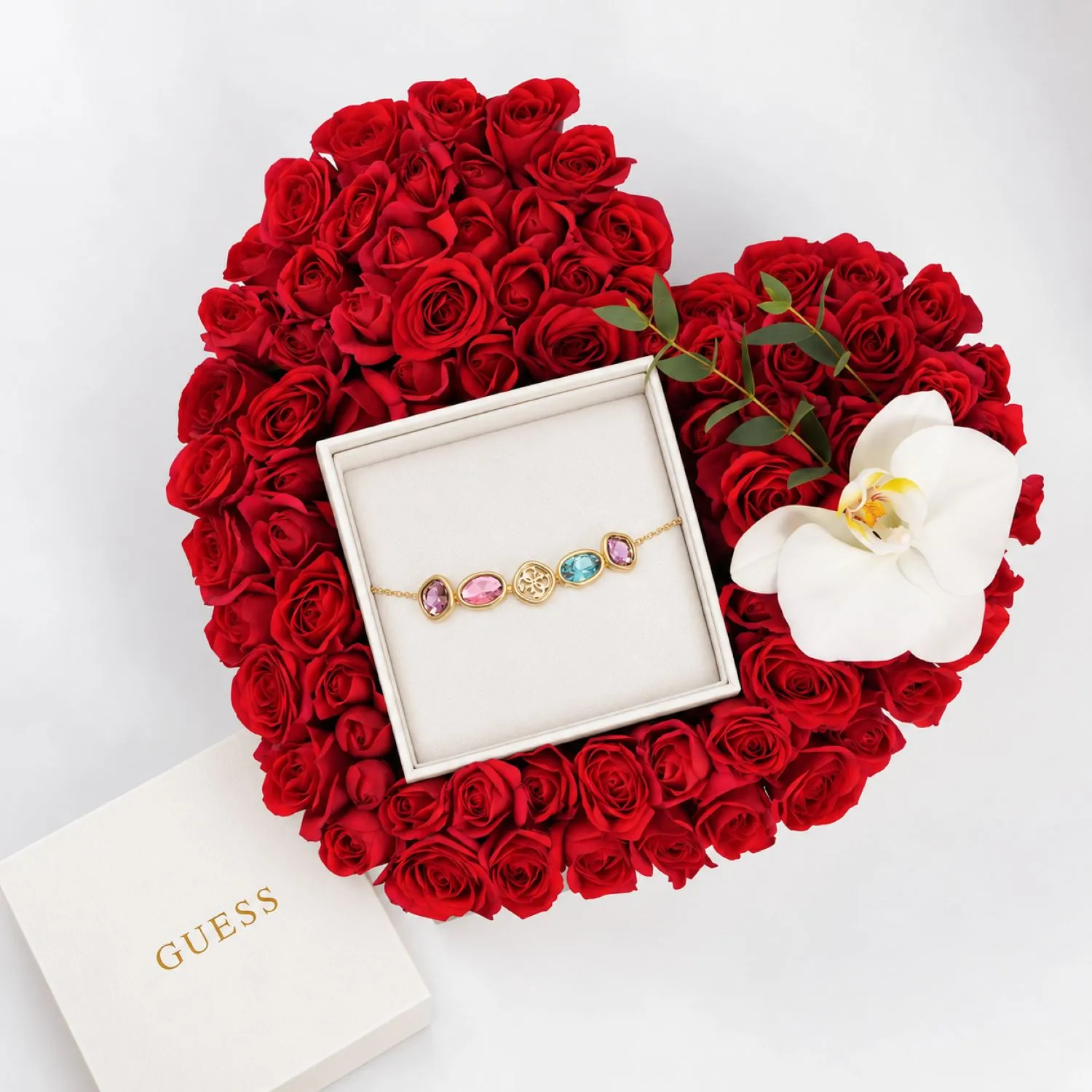 Guess Multi Stones Bracelet Heart Box for Her