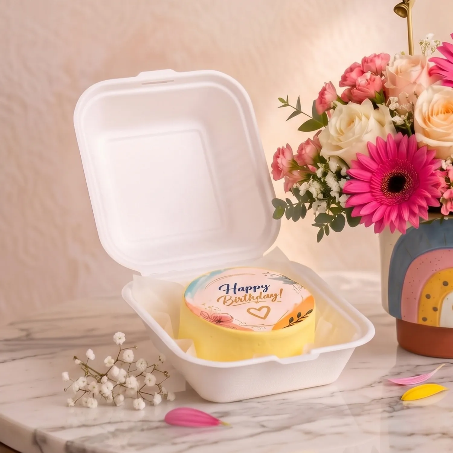 Joy in Blooms Birthday Cheer Flower & Cake Set
