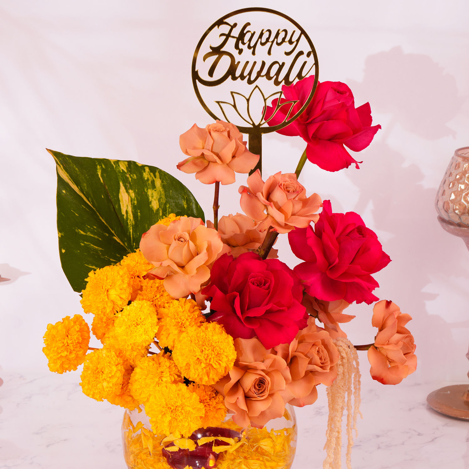 Diwali Radiant Wishes Flower Arrangement