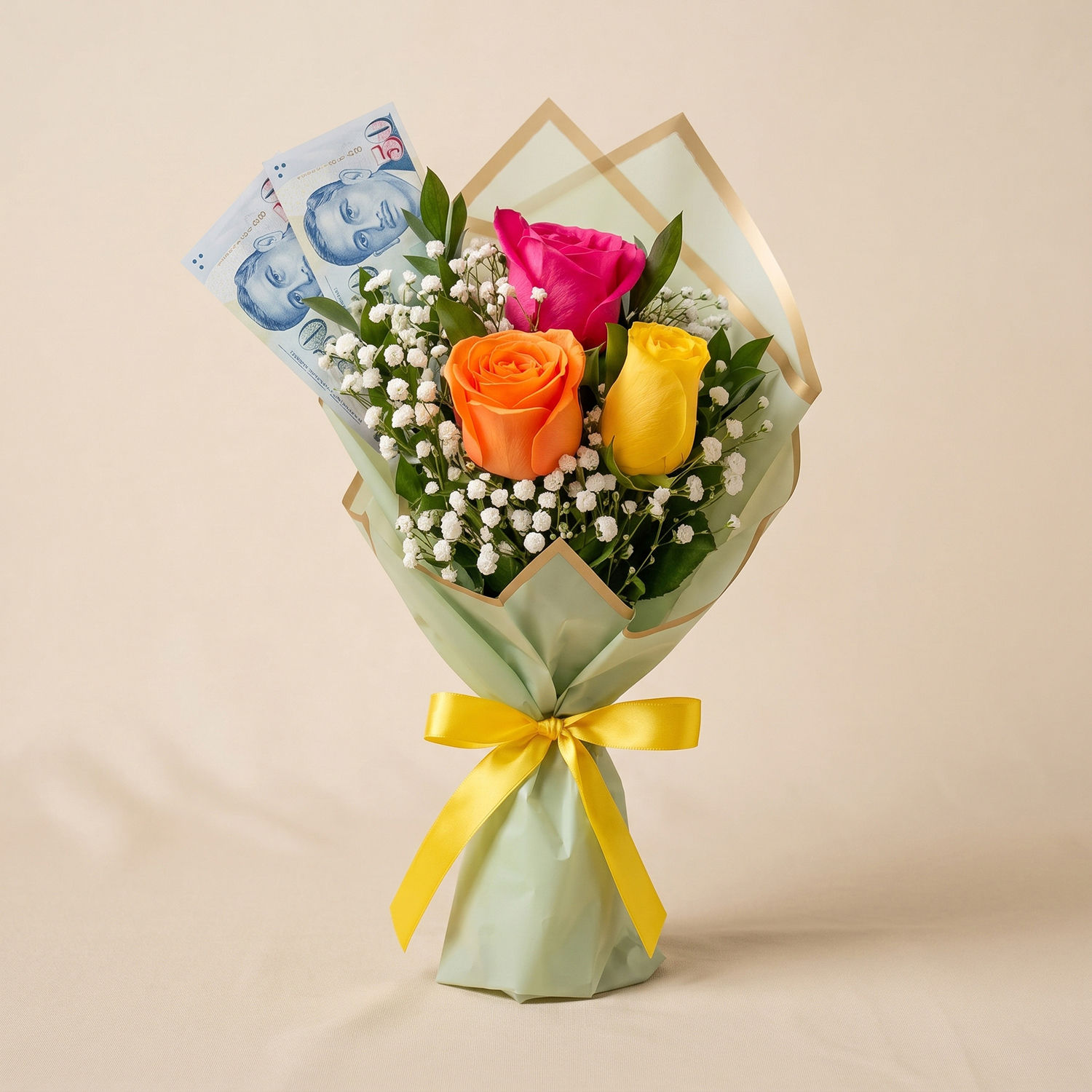 100 SGD Money and Roses Bouquet