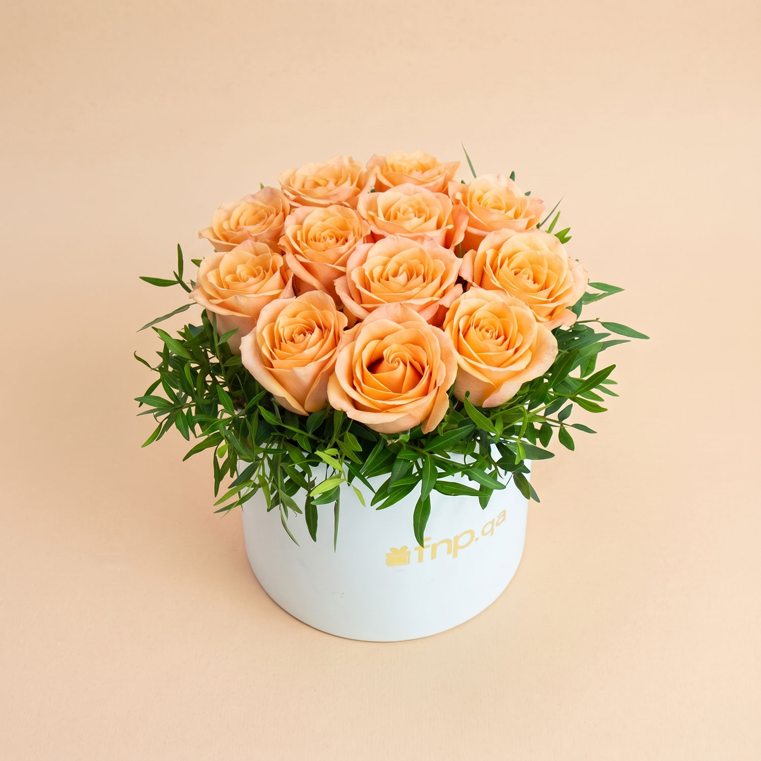 Elegant Peach Perfection Rose Box - 12 Peach Roses