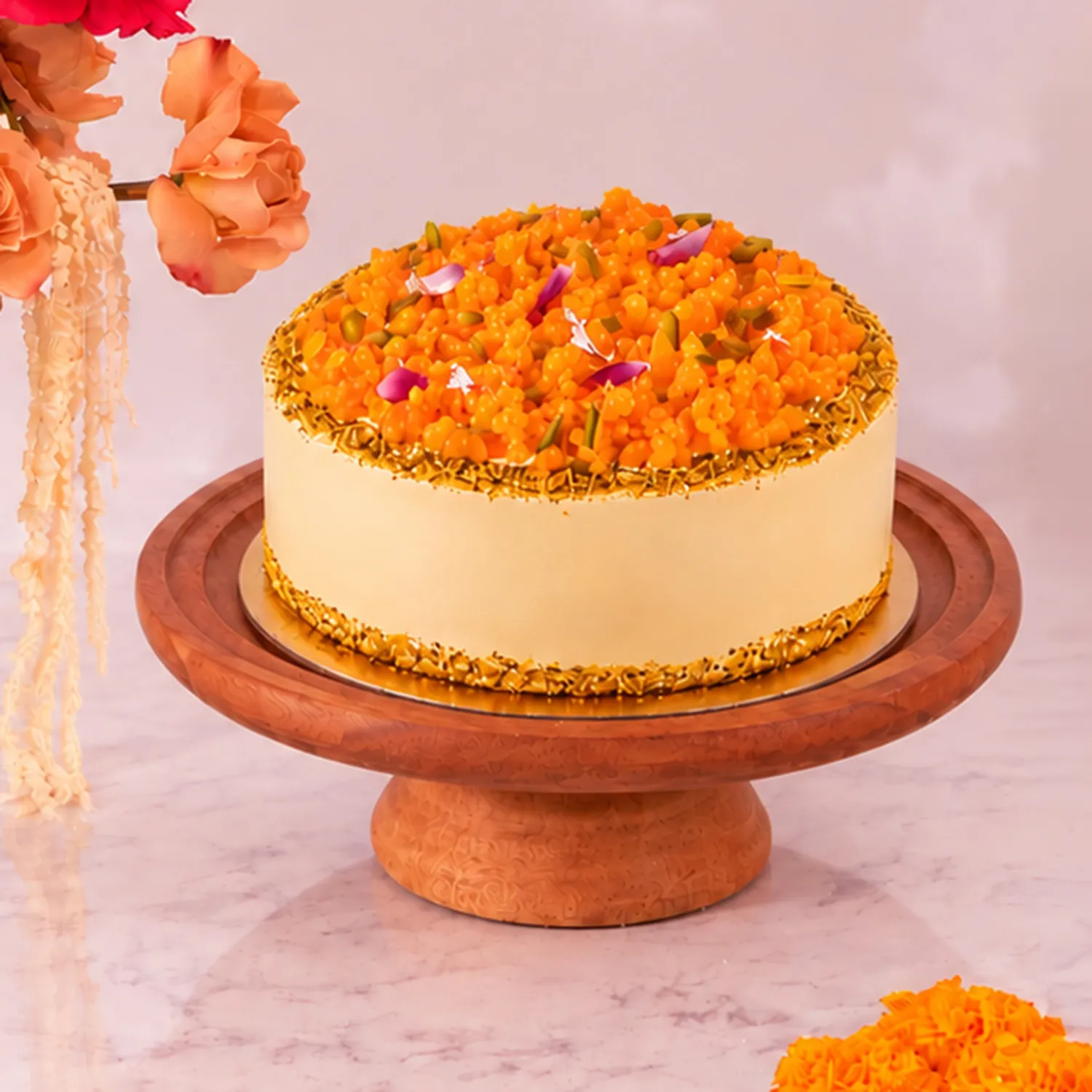 Marigold Blooms & Motichoor Cake 500g