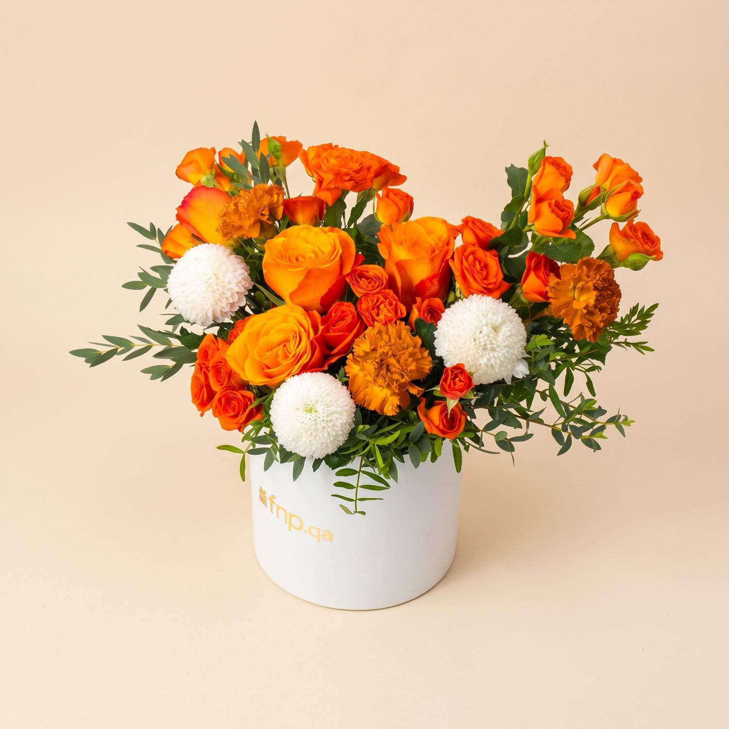 Orange Floral Majesty - Orange Roses & Carnations