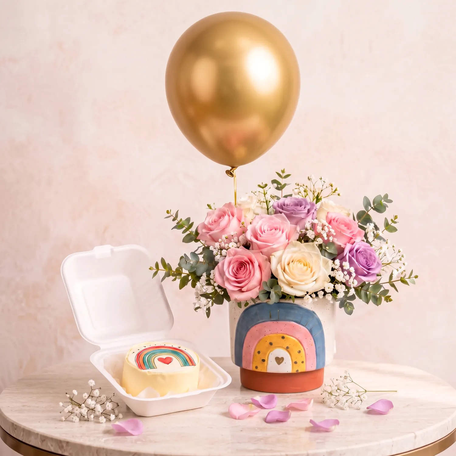 Joy in Blooms Pastel Wishes Rose & Cake Set