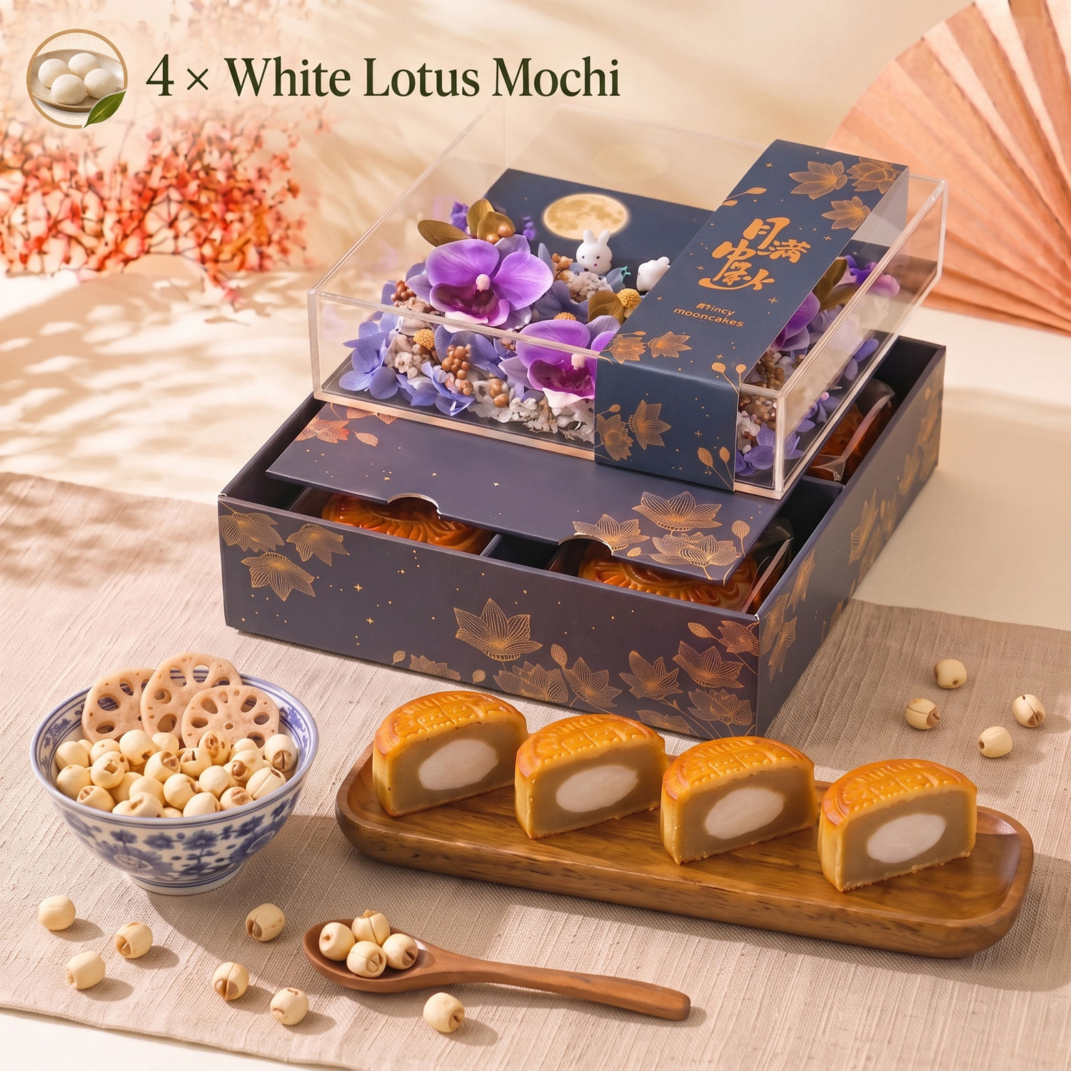 Lunar Blooms and White Lotus with Mochi Mooncakes
