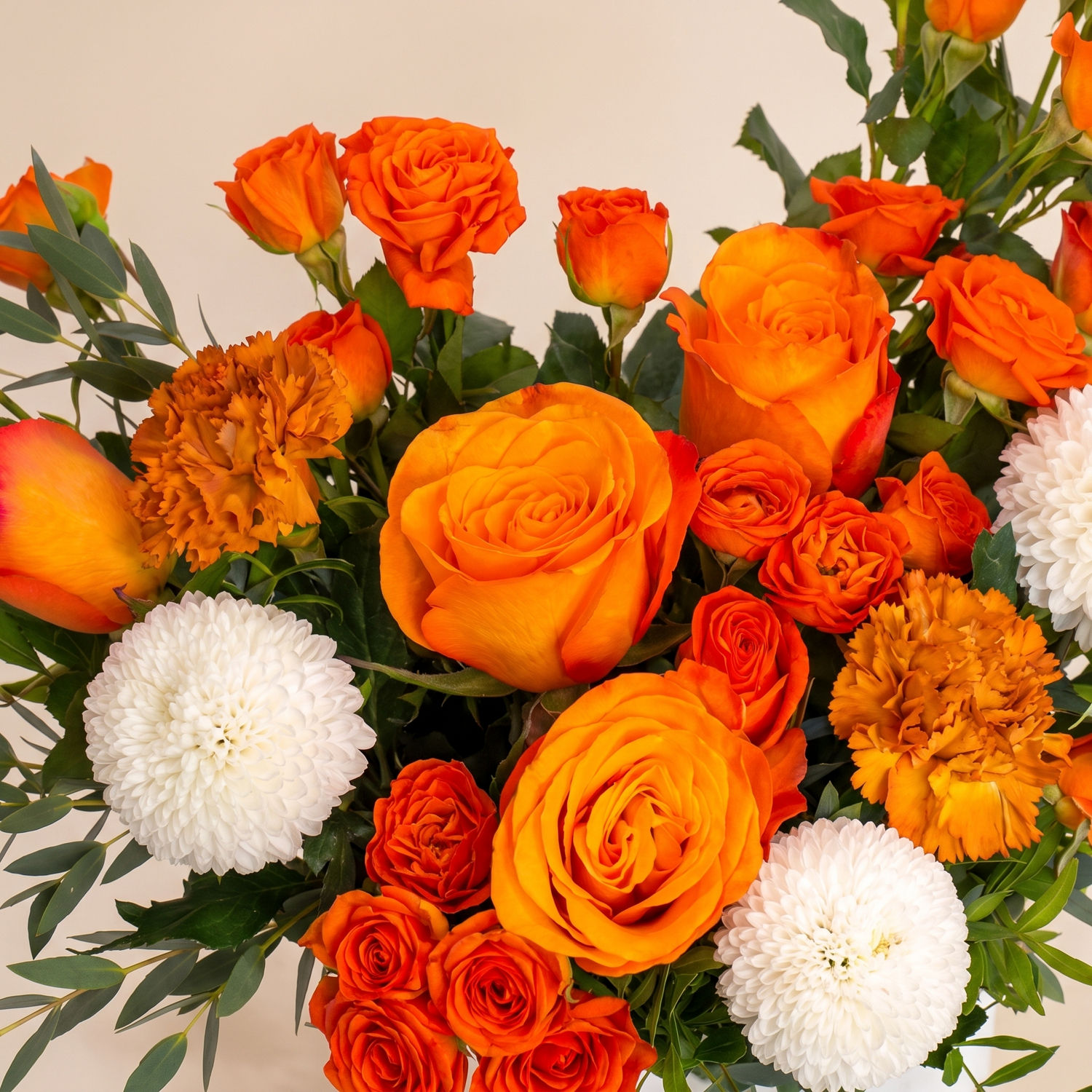 Orange Floral Majesty - Orange Roses & Carnations
