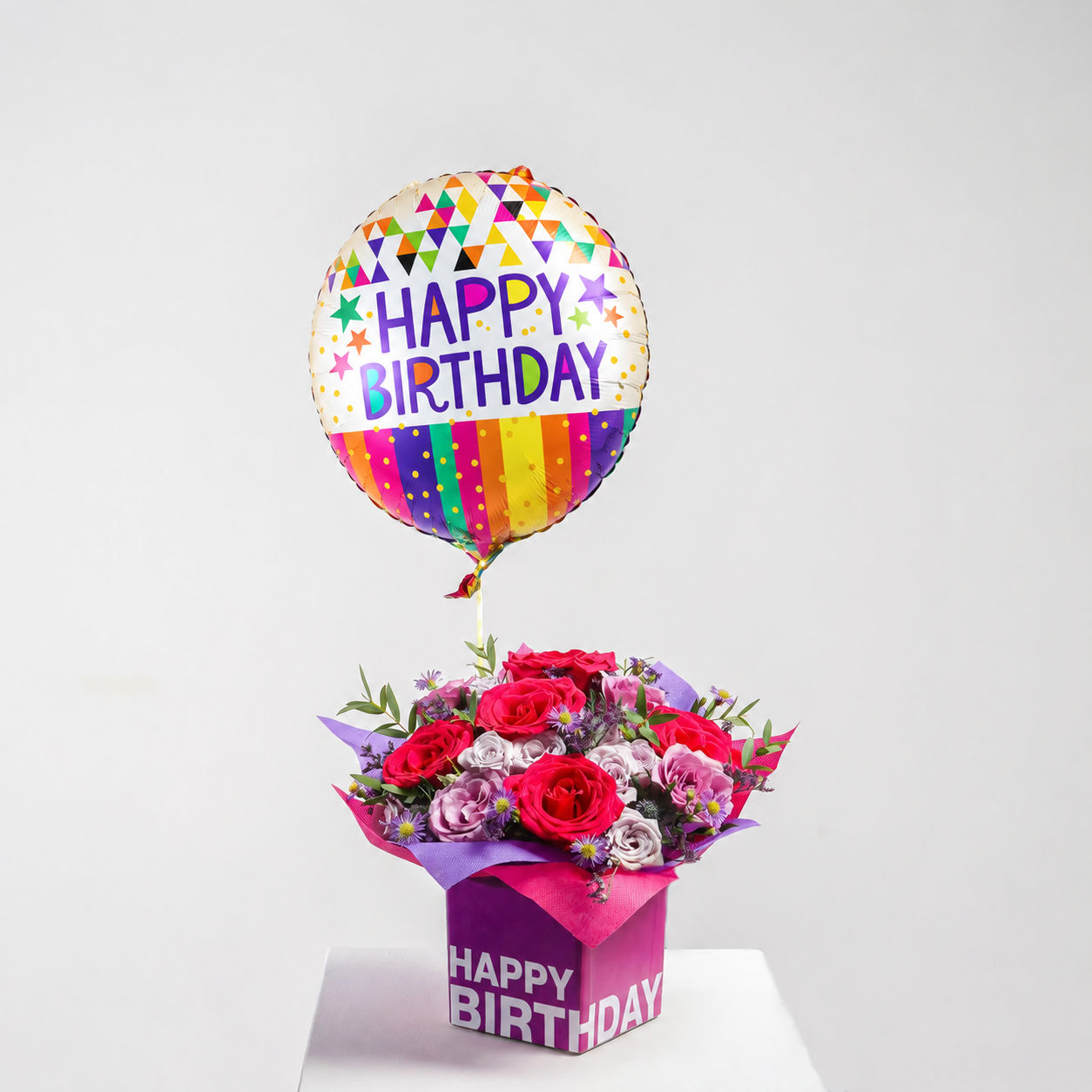 Vibrant Birthday Bouquet with Balloon - Perfect Floral Gift