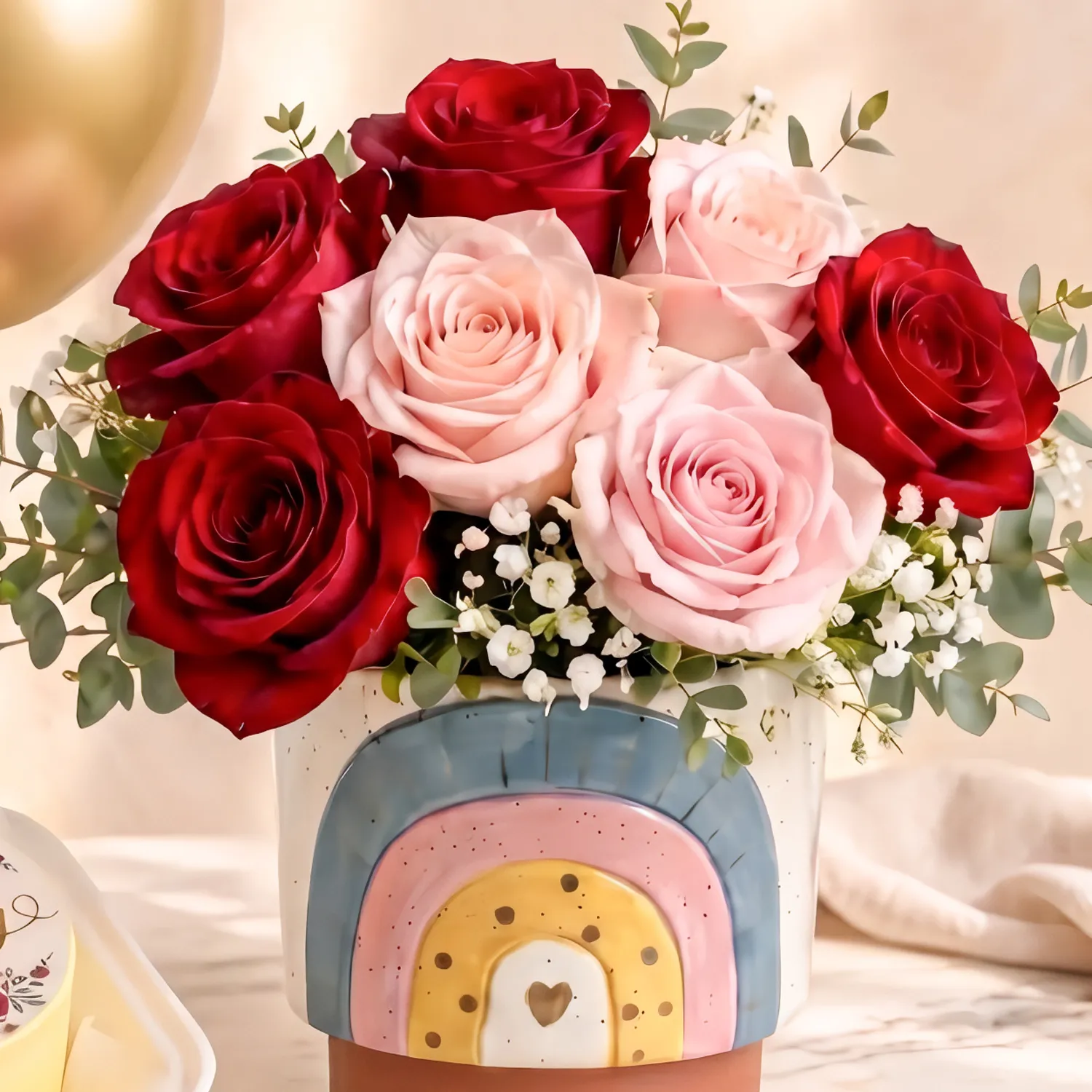 Joy in Blooms Romantic Wishes Rose & Cake Set