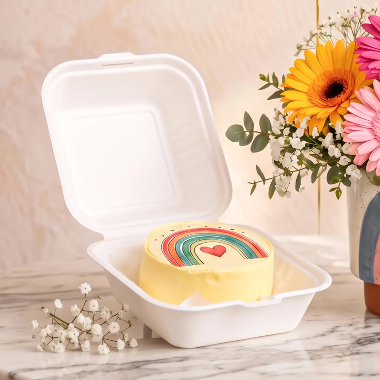 Joy in Blooms Rainbow Sunshine Flower & Cake Set
