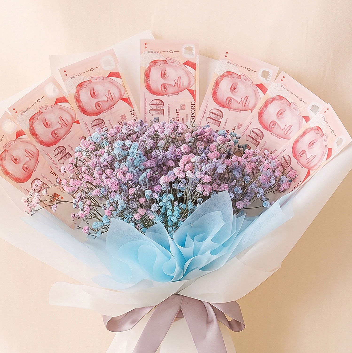Baby's Breath and 70SGD Money Bouquet