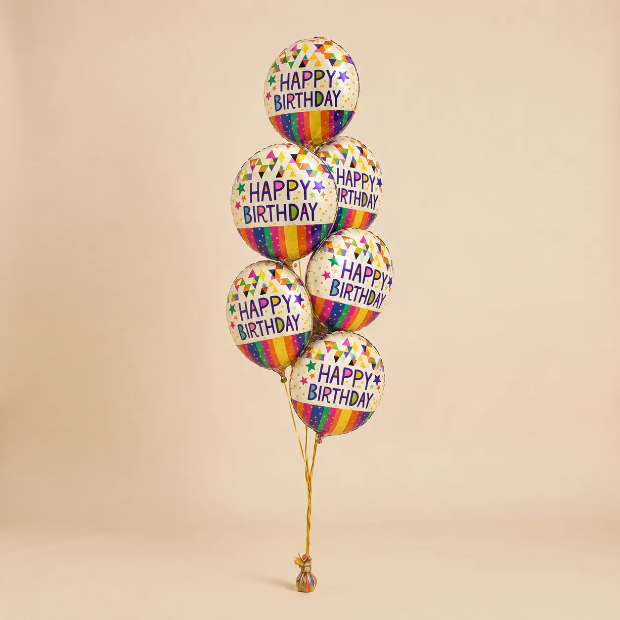 Vibrant Happy Birthday Foil Balloons - Set of 6 with Helium