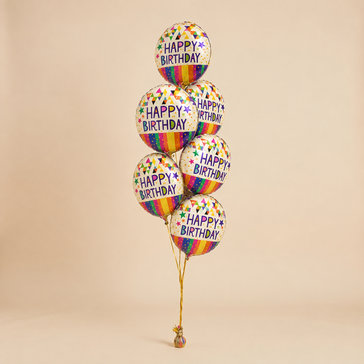 Vibrant Happy Birthday Foil Balloons - Set of 6 with Helium