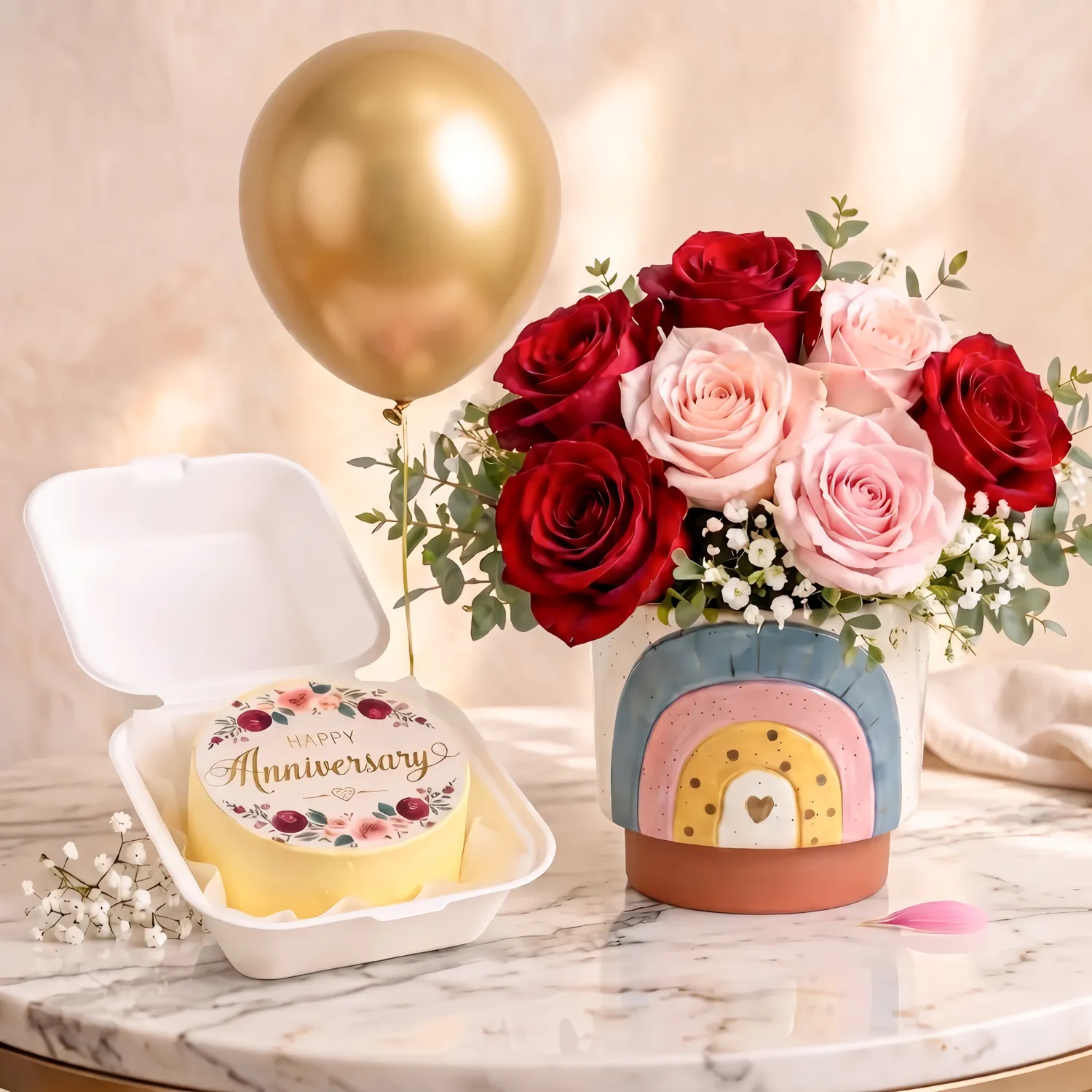 Joy in Blooms Romantic Wishes Rose & Cake Set