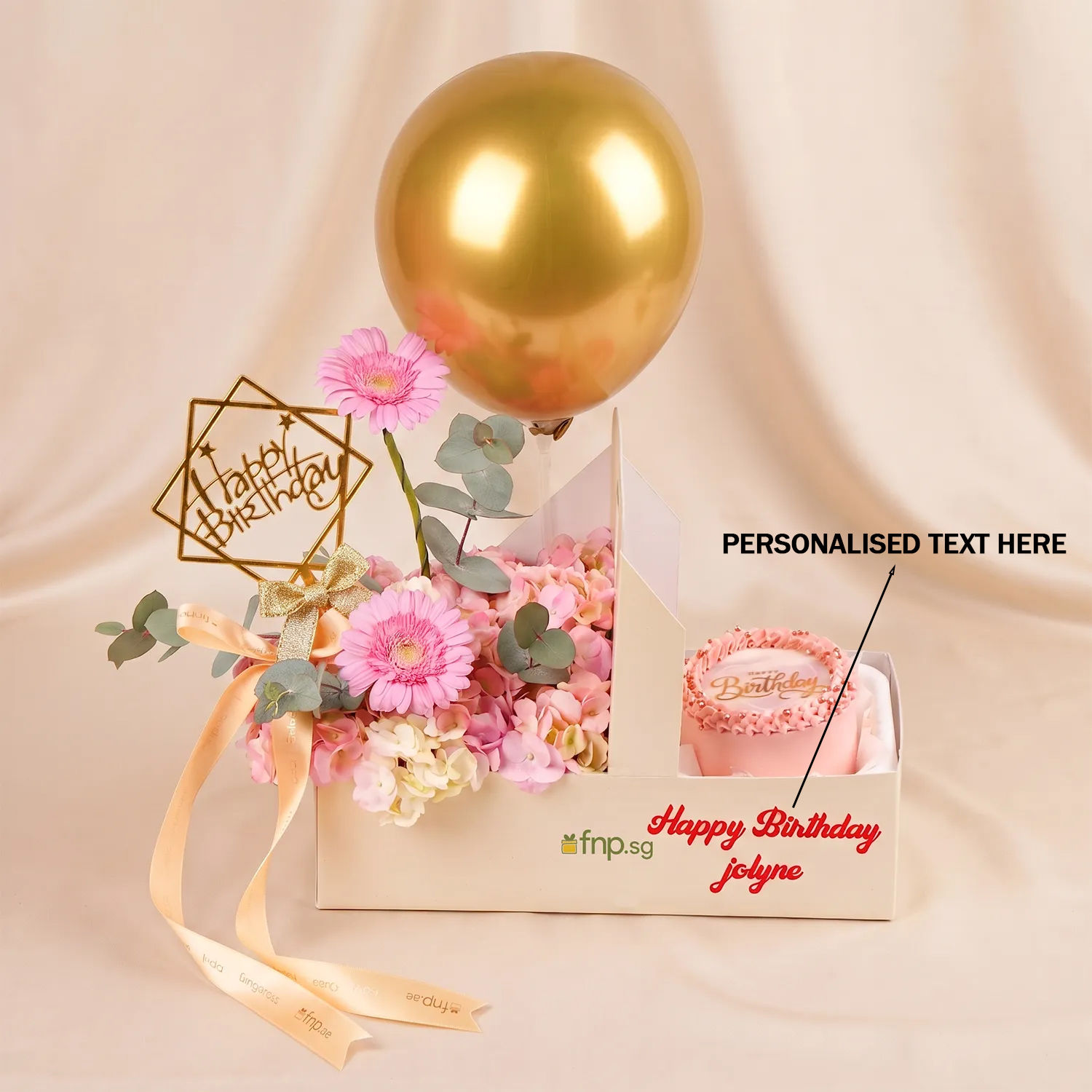Personalised Birthday Flower & Cake Gift Box