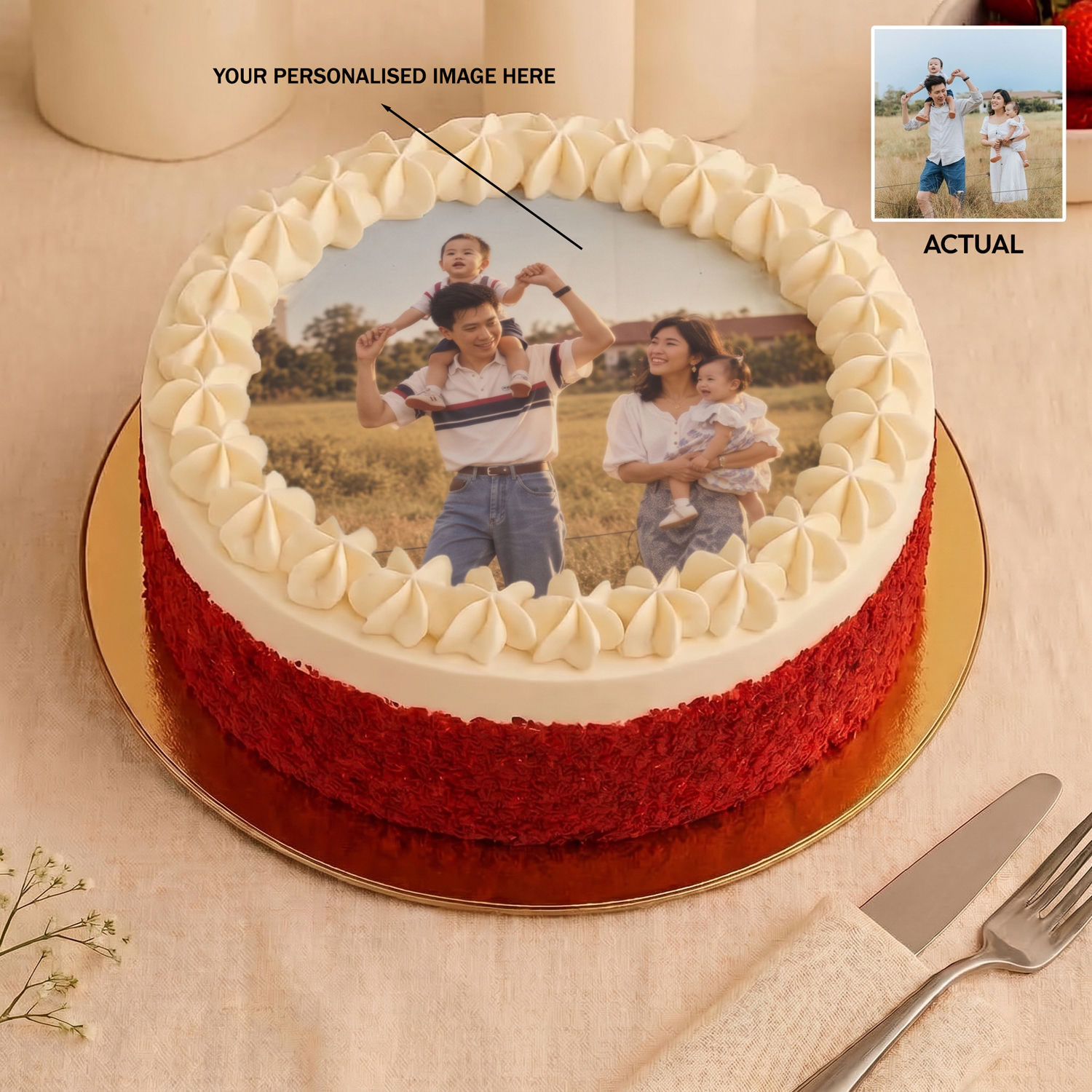 Rewind 80s Personalised Red Velvet Photo Cake
