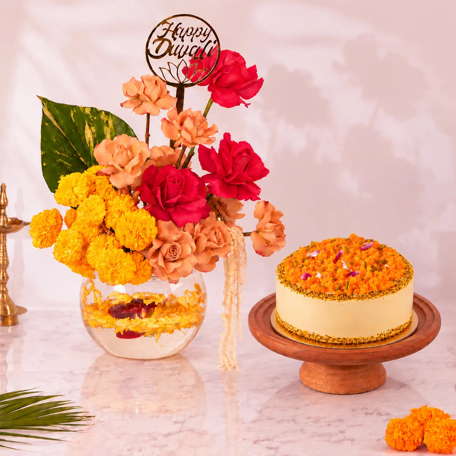 Marigold Blooms & Motichoor Cake 500g