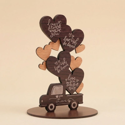 Engraved Heart Wooden Decor For Valentine