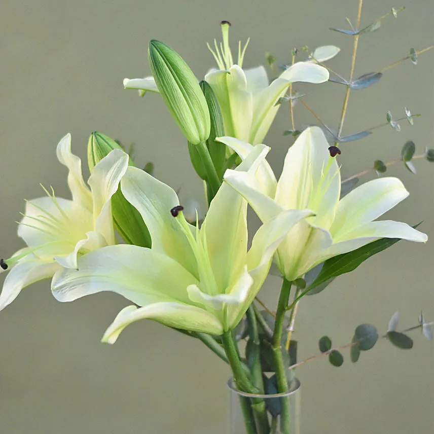 Serene Yellow Lily Bottle Vase