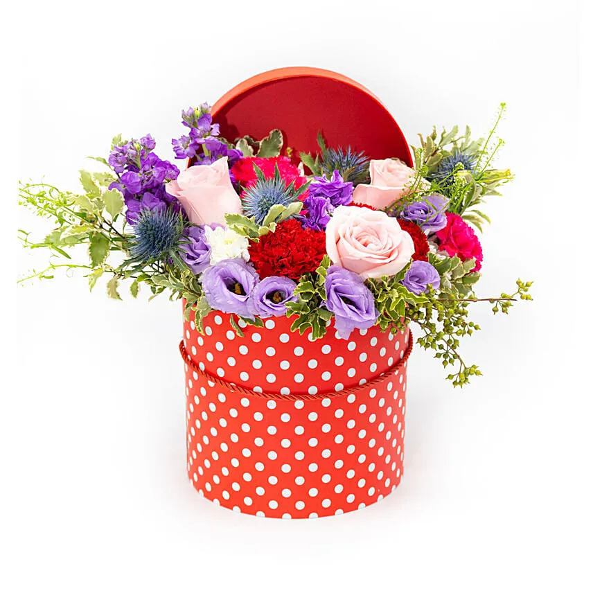 Striking Mixed Flowers Round Box