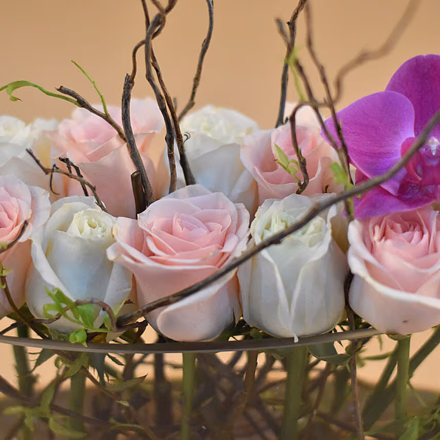 Serene Mixed Flowers Clear Glass Vase