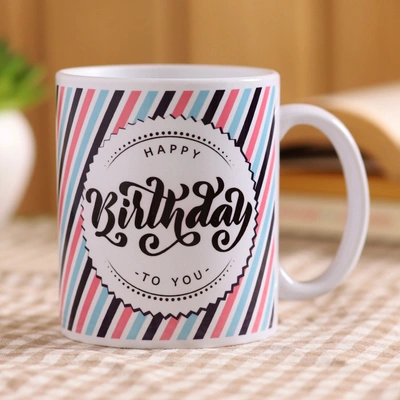 Charming Ceramic Birthday Mug with Colorful Design - Perfect Gift