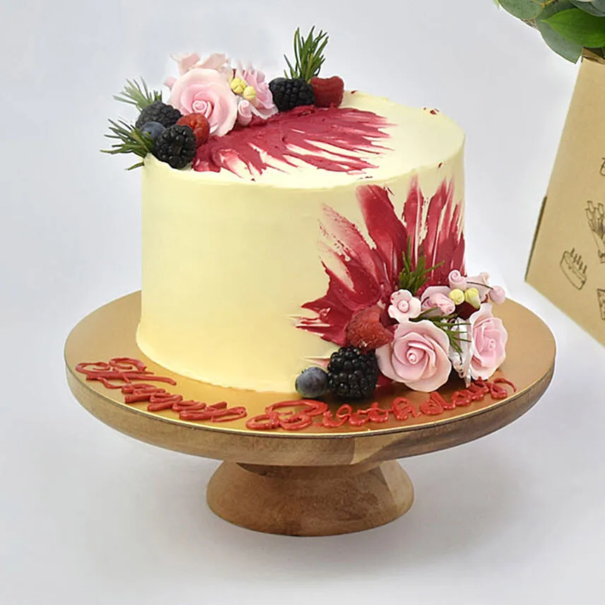Birthday Surprise Marble Cake and Flowers