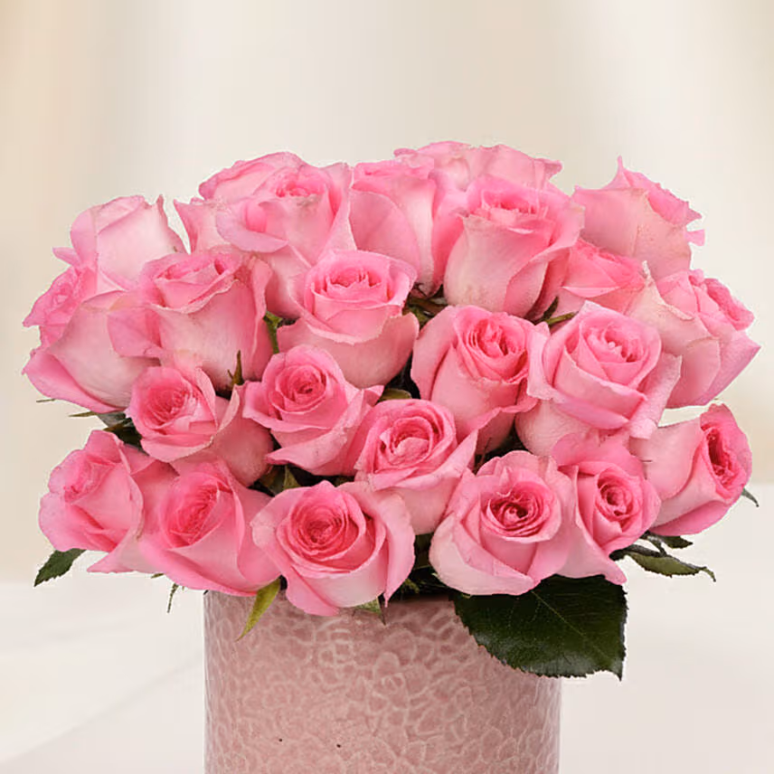 Premium Vase Pink Rose Valentine's Gift for Vday