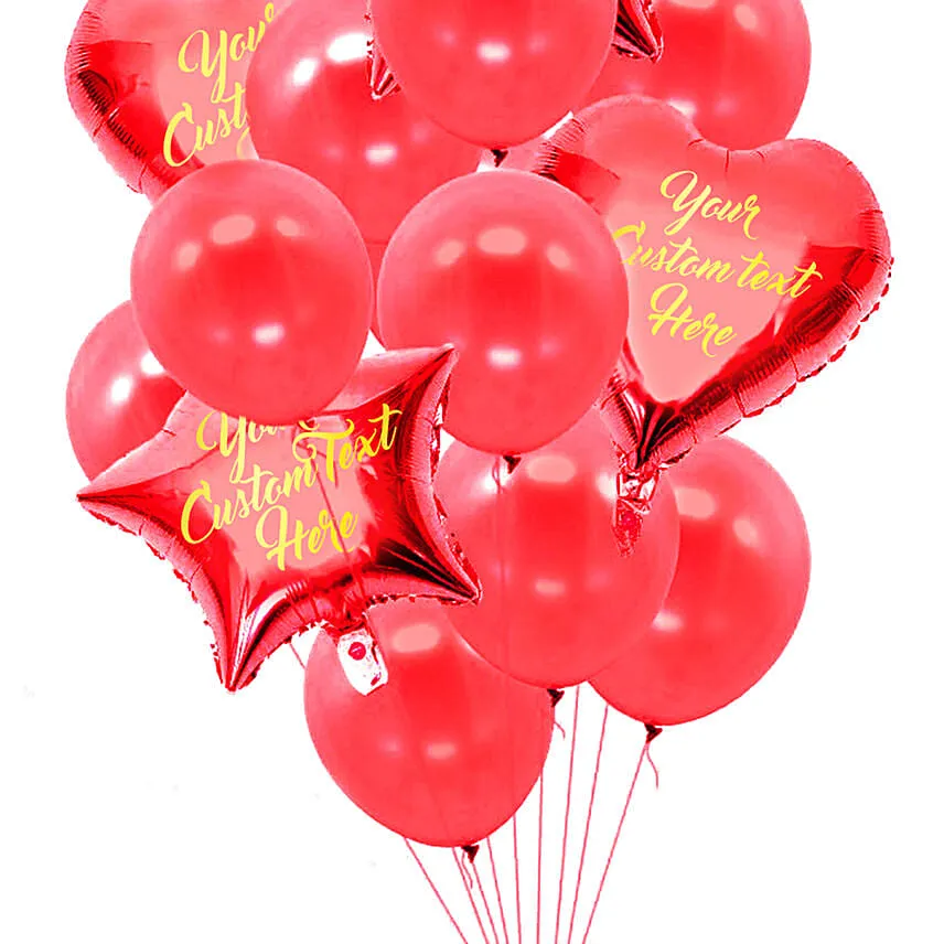 Sweet Star & Heart Shaped Customized Text Red Balloons