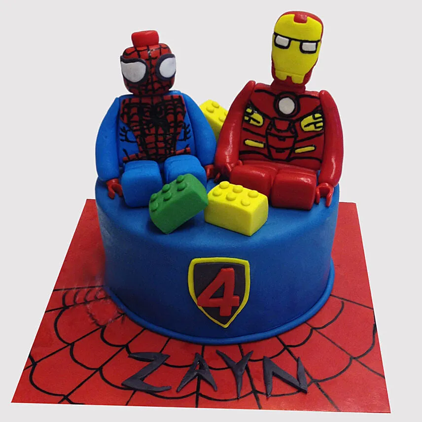 Iron Man and Spiderman Cake