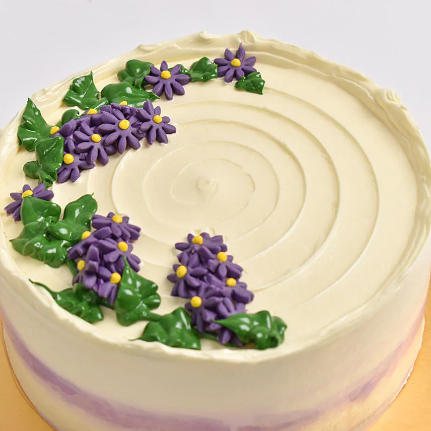 Purple Aster Flowers Vanilla Cake One Kg