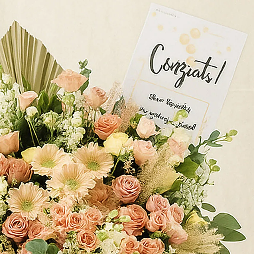 Blissful Mixed Flowers Golden Stand